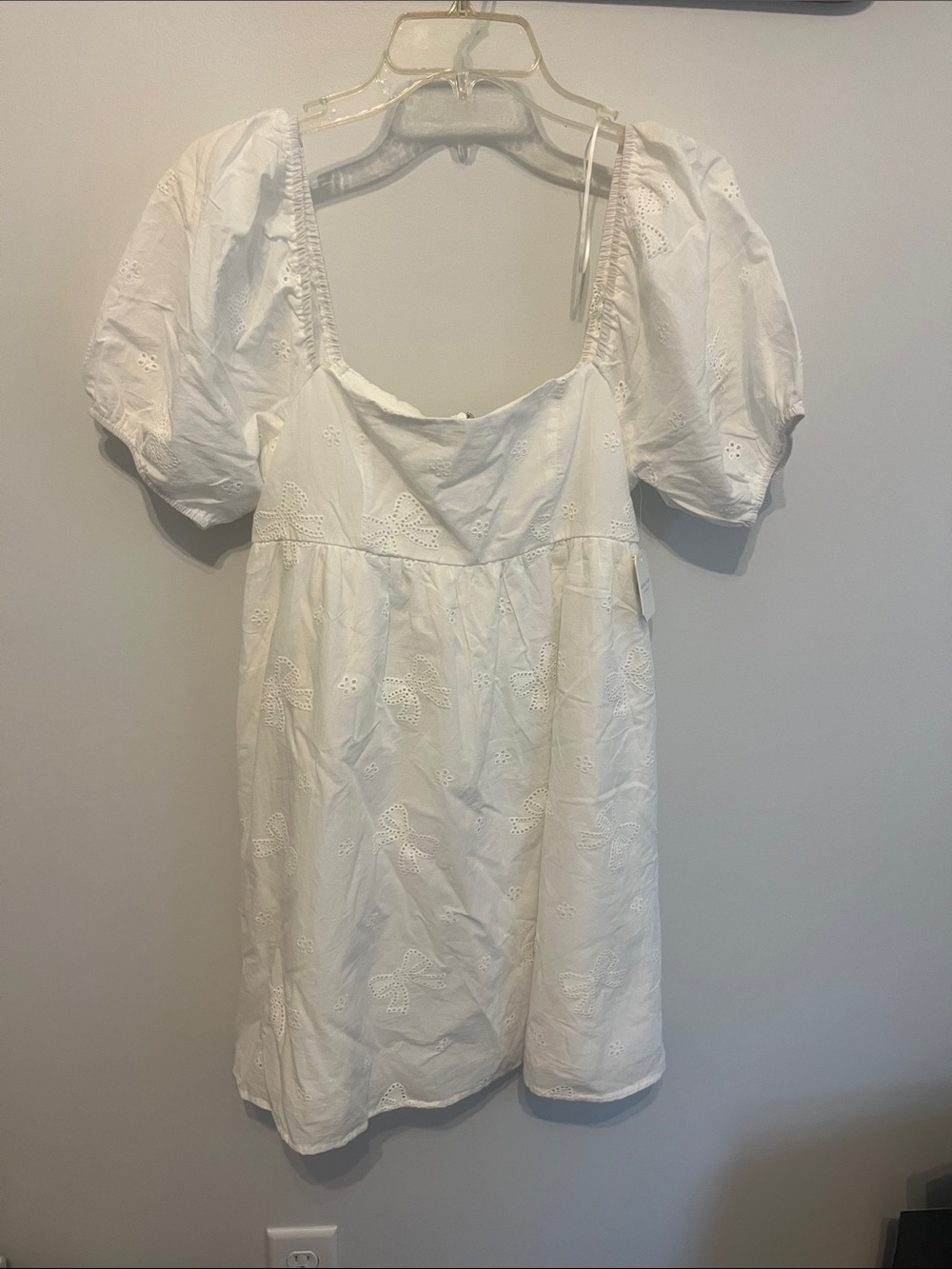 Altar'd State White Eyelet Puff Sleeve Midi Dress